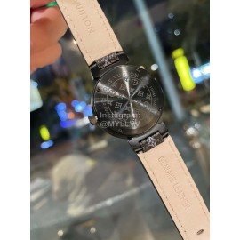 Louis Vuitton Tambour Slim Series Ecco Leather Strap Watch 