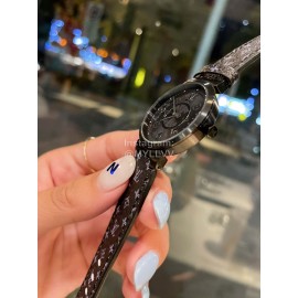 Louis Vuitton Tambour Slim Series Ecco Leather Strap Watch 