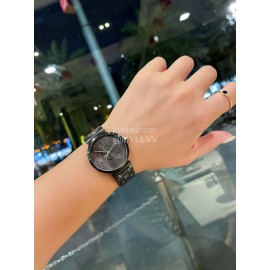 Louis Vuitton Tambour Slim Series Ecco Leather Strap Watch 