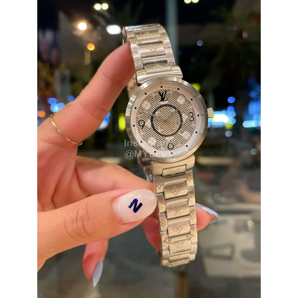 Louis Vuitton Tambour Slim Series New Steel Strap Watch 