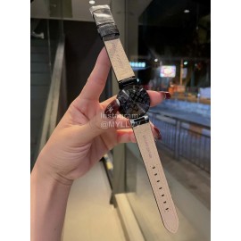 Louis Vuitton Tambour Slim Series Ecco Leather Strap Watch Black