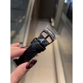 Louis Vuitton Tambour Slim Series Ecco Leather Strap Watch Black