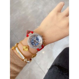 Louis Vuitton 316l Fine Steel Case Diamond Dial Watch For Women Red