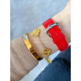 Louis Vuitton 316l Fine Steel Case Diamond Dial Watch For Women Red