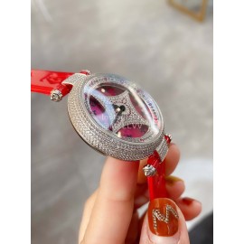 Louis Vuitton 316l Fine Steel Case Diamond Dial Leather Strap Watch For Women