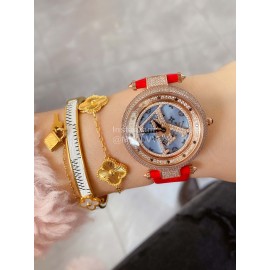 Louis Vuitton 316l Fine Steel Case Diamond Dial Watch For Women