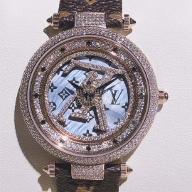 Louis Vuitton 316l Fine Steel Case Leather Strap Watch For Women 