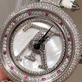 Louis Vuitton 316l Fine Steel Case Leather Strap Watch For Women White