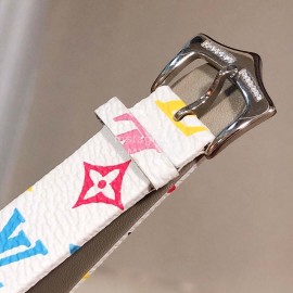 Louis Vuitton 316l Fine Steel Case Leather Strap Watch For Women White