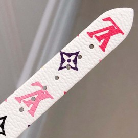 Louis Vuitton 316l Fine Steel Case Leather Strap Watch For Women White