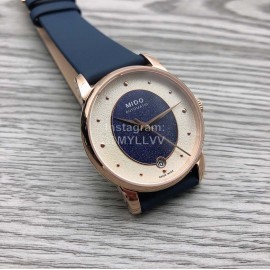 Mido Sapphire Crystal Leather Strap Watch For Women Navy