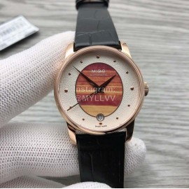 Mido Sapphire Crystal Black Leather Strap Watch For Women 