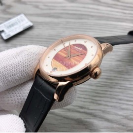 Mido Sapphire Crystal Black Leather Strap Watch For Women 