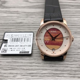 Mido Sapphire Crystal Black Leather Strap Watch For Women 