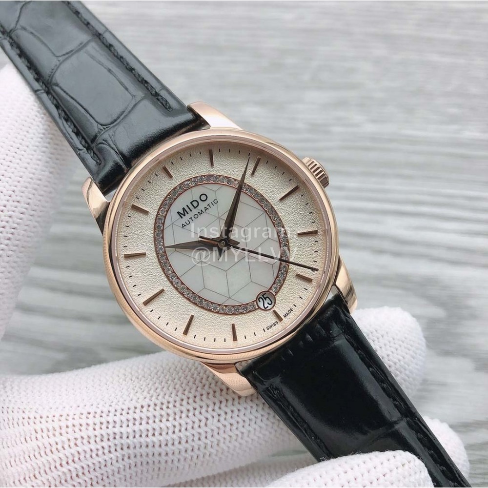 Mido New Sapphire Crystal Leather Strap Watch For Women