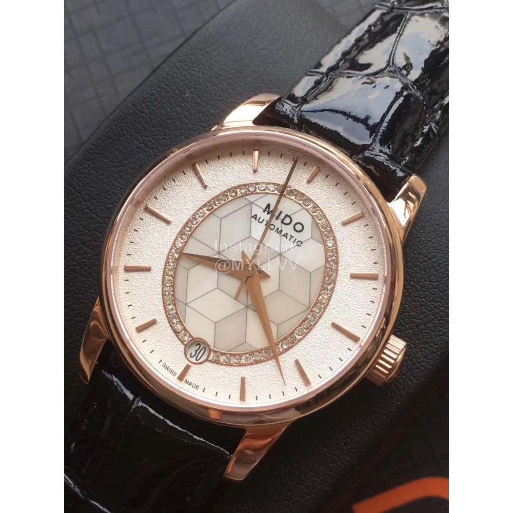 Mido Sapphire Crystal Leather Strap Mechanical Watch For Women 