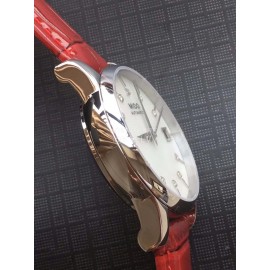 Mido Sapphire Crystal Red Leather Strap Watch For Women 