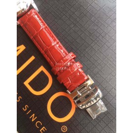 Mido Sapphire Crystal Red Leather Strap Watch For Women 