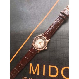 Mido Fashion Sapphire Crystal Leather Strap Watch For Women 