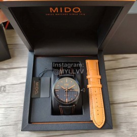 Mido Black Leather Strap Sapphire Crystal Mechanical Watch For Men