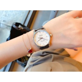 Mido Ultra Thin Case Leather Strap Watch For Women Black