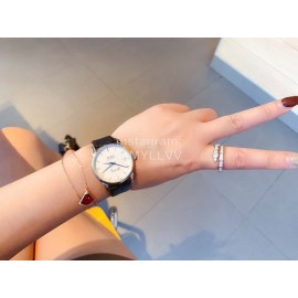 Mido Ultra Thin Case Leather Strap Watch For Women Black