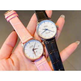 Mido Ultra Thin Case Leather Strap Watch For Women Pink