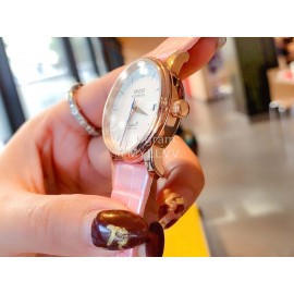 Mido Ultra Thin Case Leather Strap Watch For Women Pink