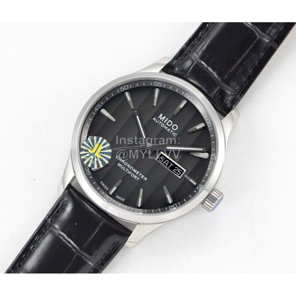 Mido New 42mm Dial Leather Strap Mechanical Watch Black