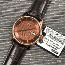 Mido Sapphire Crystal Waterproof 100m Black Leather Strap Watch