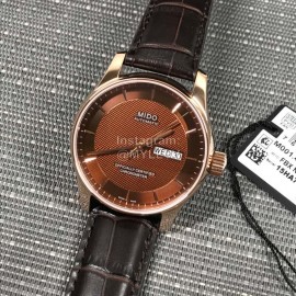 Mido Sapphire Crystal Waterproof 100m Black Leather Strap Watch