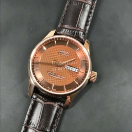 Mido Sapphire Crystal Waterproof 100m Black Leather Strap Watch