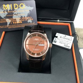 Mido Sapphire Crystal Waterproof 100m Black Leather Strap Watch