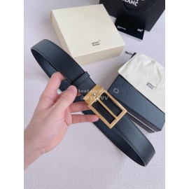 Montblanc Black Calf Leather Gold Pin Buckle 35mm Belt