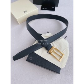 Montblanc Black Calf Leather Gold Pin Buckle 35mm Belt