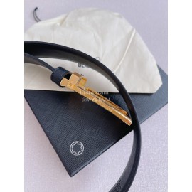 Montblanc Black Calf Leather Gold Pin Buckle 35mm Belt