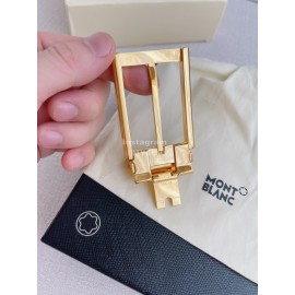 Montblanc Black Calf Leather Gold Pin Buckle 35mm Belt