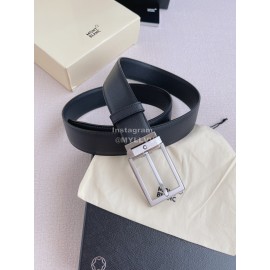 Montblanc Black Calf Leather Silver Pin Buckle 35mm Belt