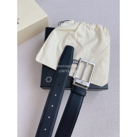 Montblanc Black Calf Leather Silver Pin Buckle 35mm Belt
