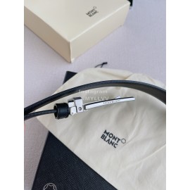 Montblanc Black Calf Leather Silver Pin Buckle 35mm Belt