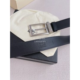 Montblanc Black Calf Leather Silver Pin Buckle 35mm Belt