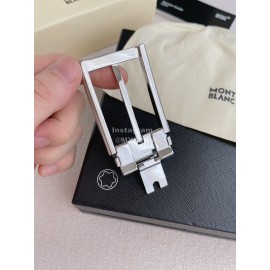 Montblanc Black Calf Leather Silver Pin Buckle 35mm Belt