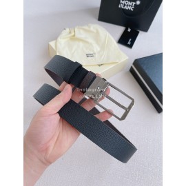 Montblanc Black Litchi Grain Cowhide Gun Color Pin Buckle 35mm Belt