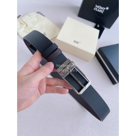 Montblanc Black Litchi Grain Cowhide Gun Color Pin Buckle 35mm Belt
