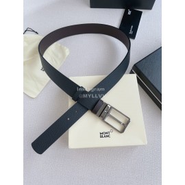 Montblanc Black Litchi Grain Cowhide Gun Color Pin Buckle 35mm Belt