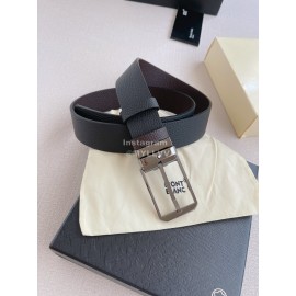 Montblanc Black Litchi Grain Cowhide Gun Color Pin Buckle 35mm Belt