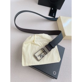 Montblanc Black Litchi Grain Cowhide Gun Color Pin Buckle 35mm Belt