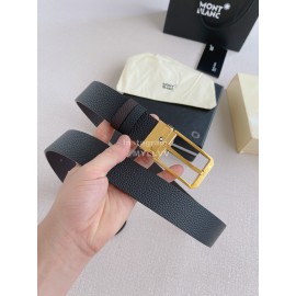 Montblanc Black Litchi Grain Cowhide Gold Pin Buckle 35mm Belt