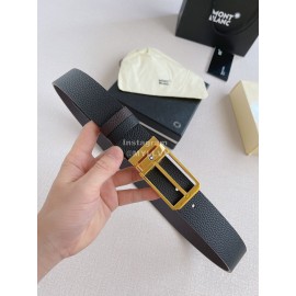 Montblanc Black Litchi Grain Cowhide Gold Pin Buckle 35mm Belt