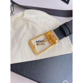 Montblanc Black Litchi Grain Cowhide Gold Pin Buckle 35mm Belt